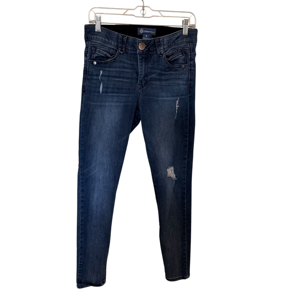 Democracy Ab'solution Skinny Jeans Women‎ 8 Blue Excellent Distressed Mid Rise